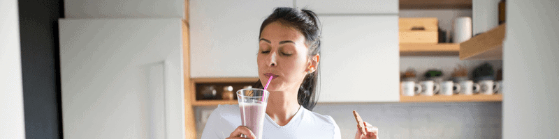 drinking plant-based smoothie