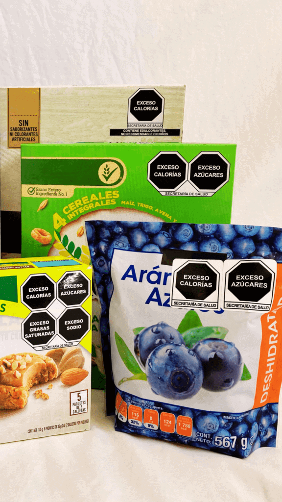 black labels on food