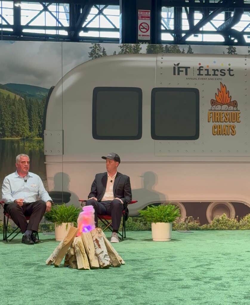 Edlong President Michael Natale and Global VP of R&D Dr. Bernd Koehler speaking at IFT about rewriting the Narrative on Ultra-Processed Foods