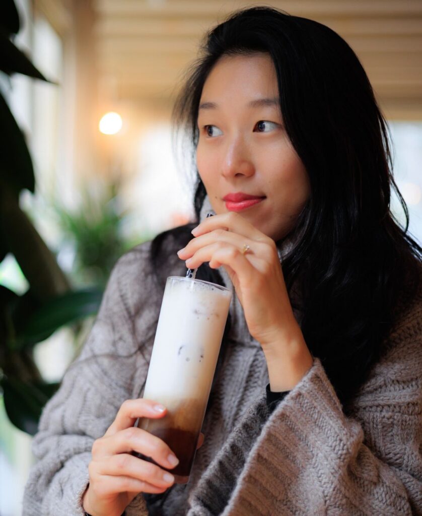 woman drinking a textured drink made of cold foam showing the importance of texture driven innovation